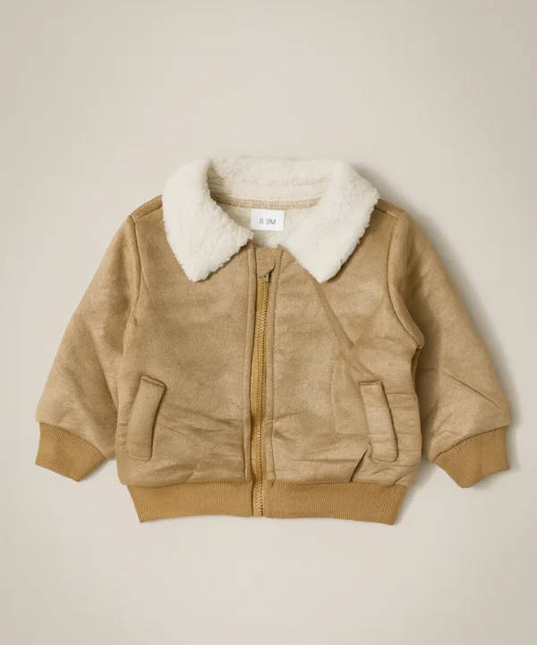 Classic Tan Sherpa-Collar Winter Jacket